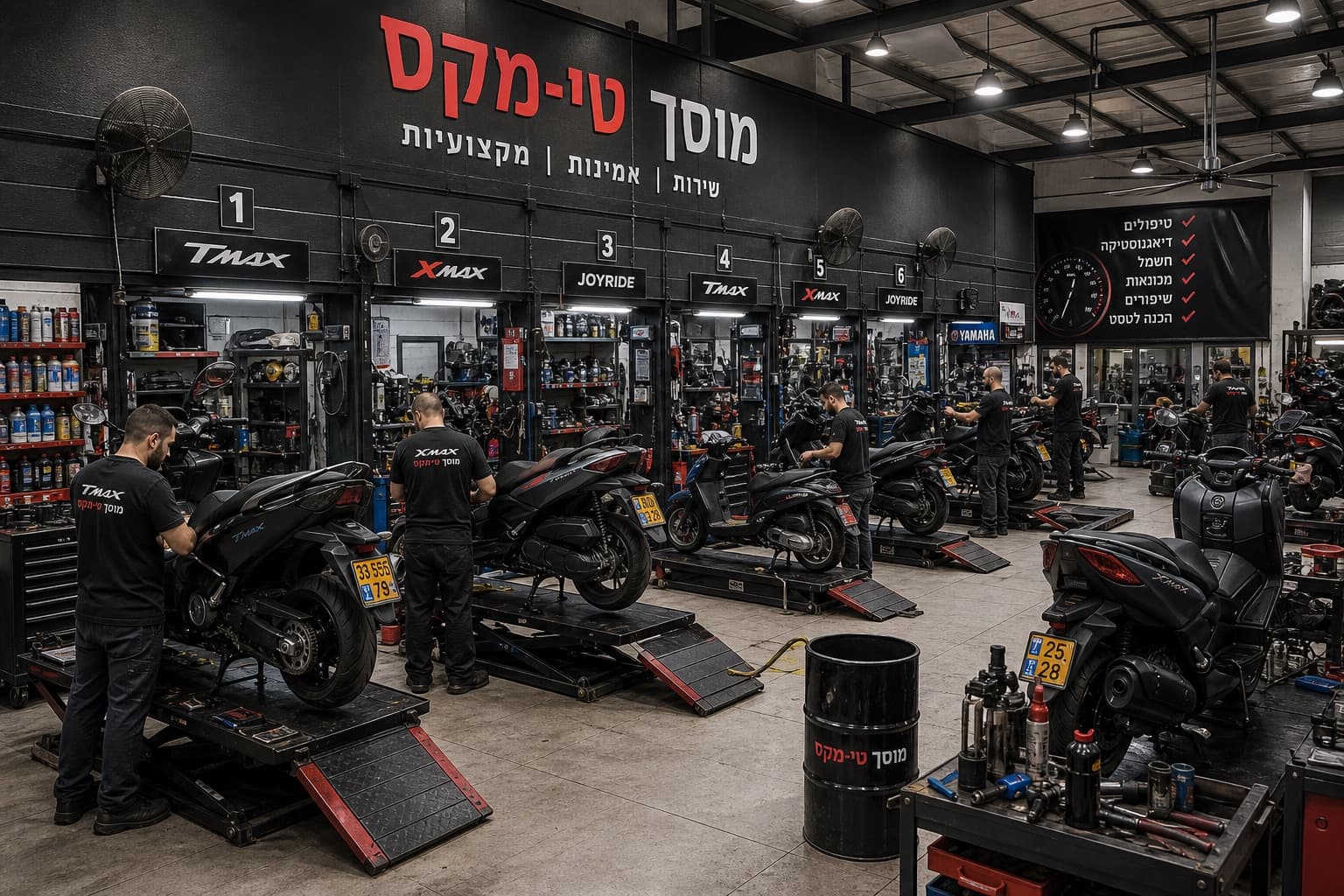 עמדות טיפול באולם המוסך